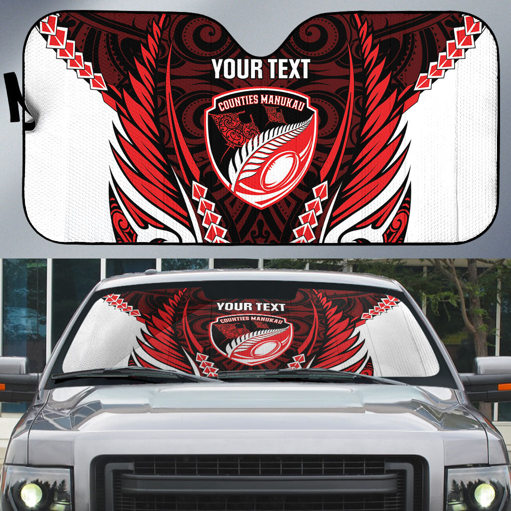 Counties Manukau 2026 Rugby Custom Auto Sun Shade NZ Maori Silver Fern