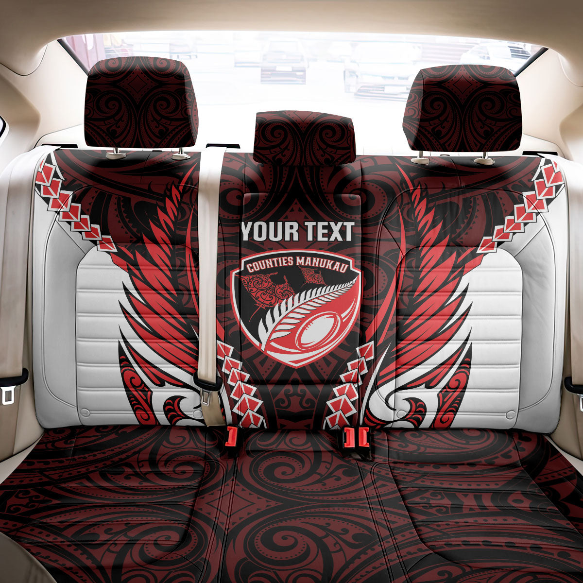 Counties Manukau 2026 Rugby Custom Back Car Seat Cover NZ Maori Silver Fern