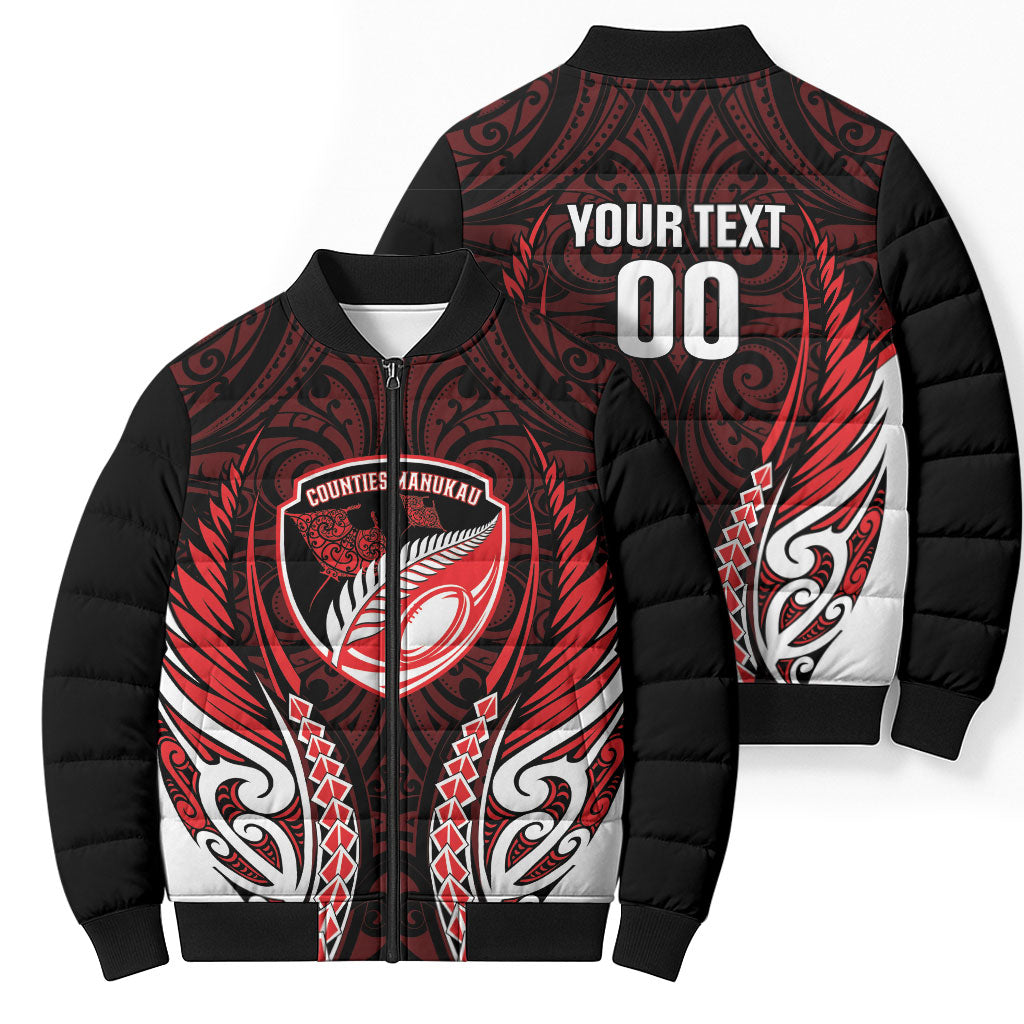 Counties Manukau 2026 Rugby Custom Bomber Puffer Jacket NZ Maori Silver Fern LT14 - Polynesian Pride