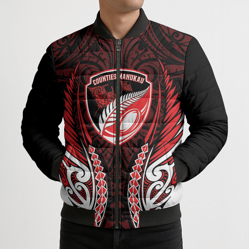 Counties Manukau 2026 Rugby Custom Bomber Puffer Jacket NZ Maori Silver Fern LT14 - Polynesian Pride