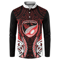 Counties Manukau 2026 Rugby Custom Button Sweatshirt NZ Maori Silver Fern LT14 Red - Polynesian Pride