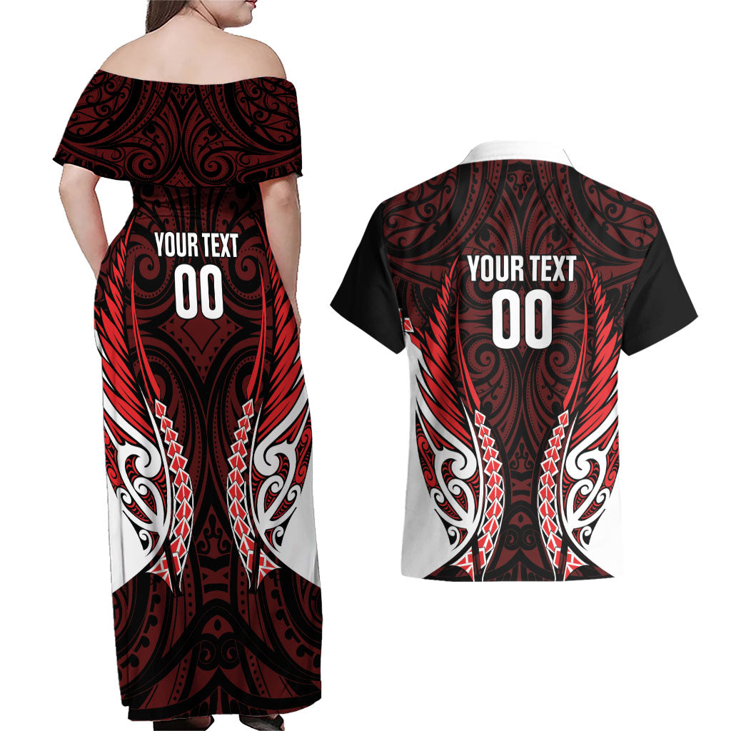 Counties Manukau 2026 Rugby Custom Couples Matching Off Shoulder Maxi Dress and Hawaiian Shirt NZ Maori Silver Fern