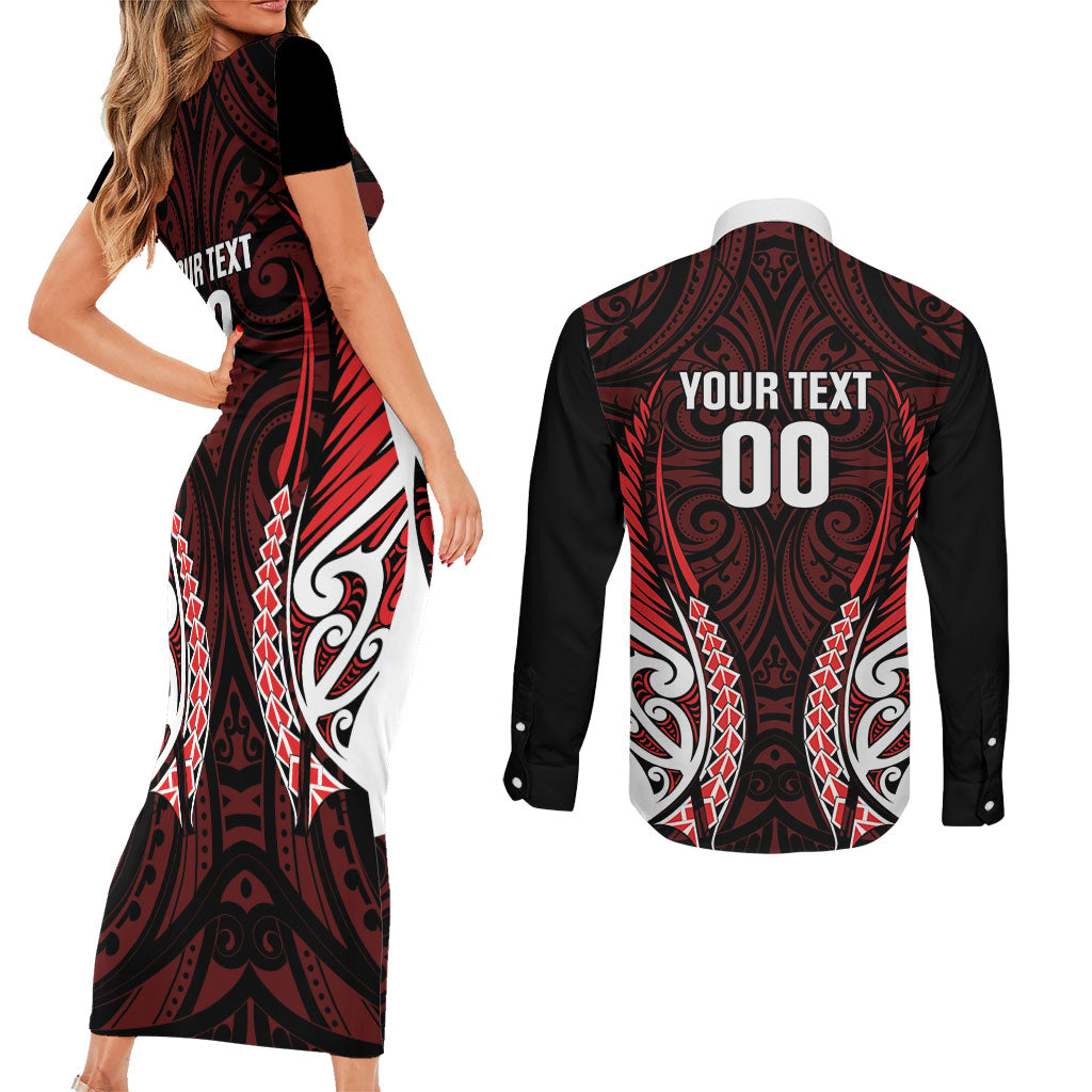 Counties Manukau 2026 Rugby Custom Couples Matching Short Sleeve Bodycon Dress and Long Sleeve Button Shirt NZ Maori Silver Fern