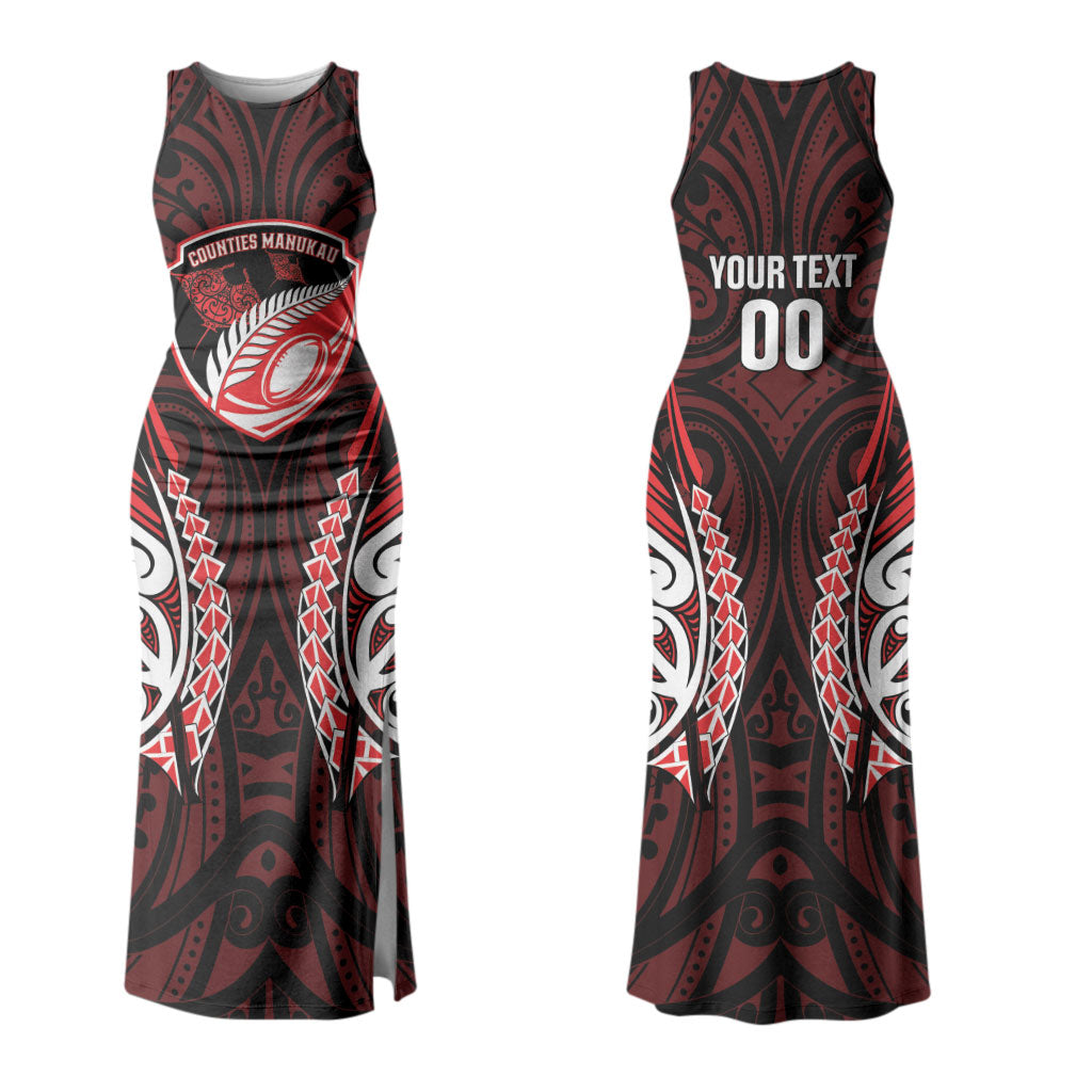 Counties Manukau 2026 Rugby Custom Couples Matching Tank Maxi Dress and Hawaiian Shirt NZ Maori Silver Fern LT14 - Polynesian Pride