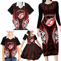 Counties Manukau 2026 Rugby Custom Family Matching Long Sleeve Bodycon Dress and Hawaiian Shirt NZ Maori Silver Fern LT14 - Polynesian Pride