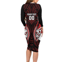 Counties Manukau 2026 Rugby Custom Family Matching Long Sleeve Bodycon Dress and Hawaiian Shirt NZ Maori Silver Fern LT14 - Polynesian Pride
