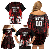 Counties Manukau 2026 Rugby Custom Family Matching Off Shoulder Short Dress and Hawaiian Shirt NZ Maori Silver Fern LT14 - Polynesian Pride