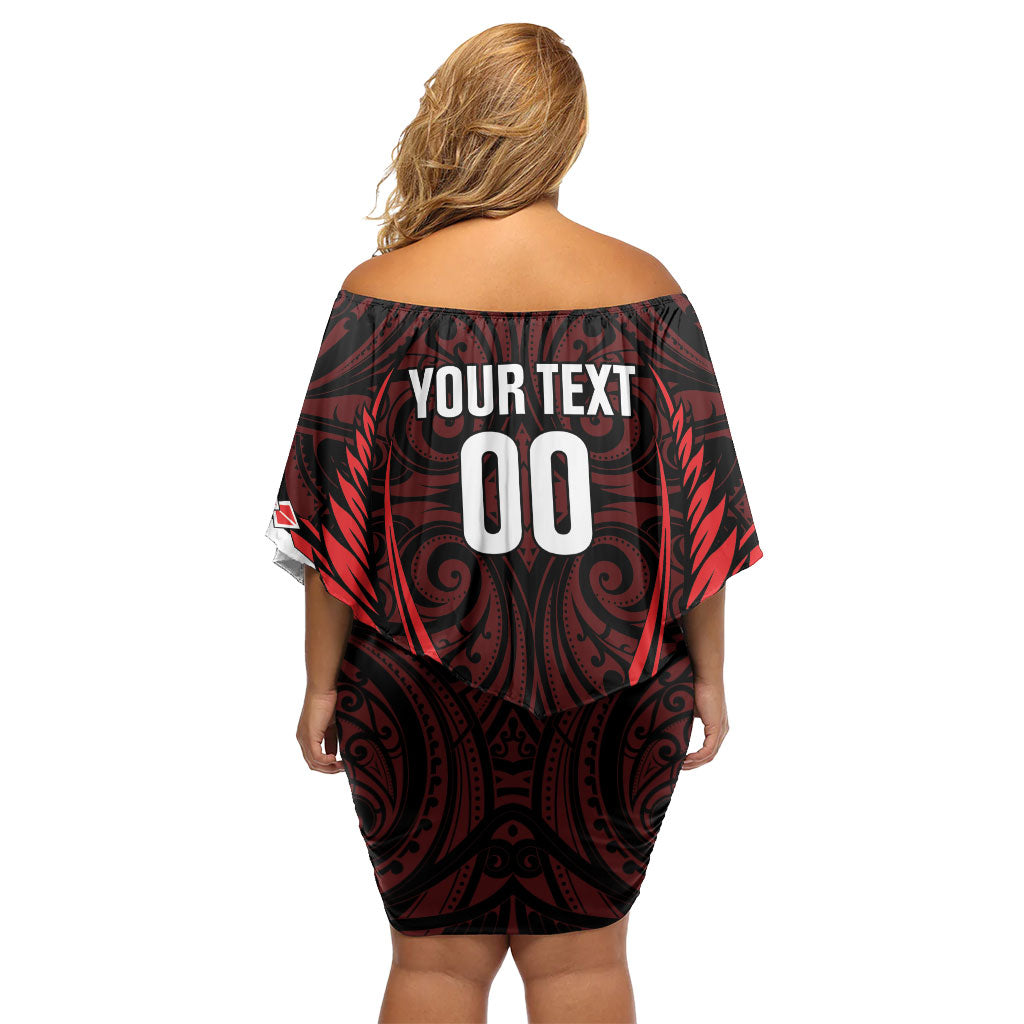 Counties Manukau 2026 Rugby Custom Family Matching Off Shoulder Short Dress and Hawaiian Shirt NZ Maori Silver Fern LT14 - Polynesian Pride