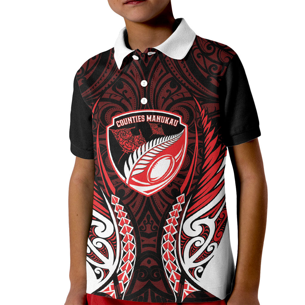 Counties Manukau 2026 Rugby Custom Kid Polo Shirt NZ Maori Silver Fern