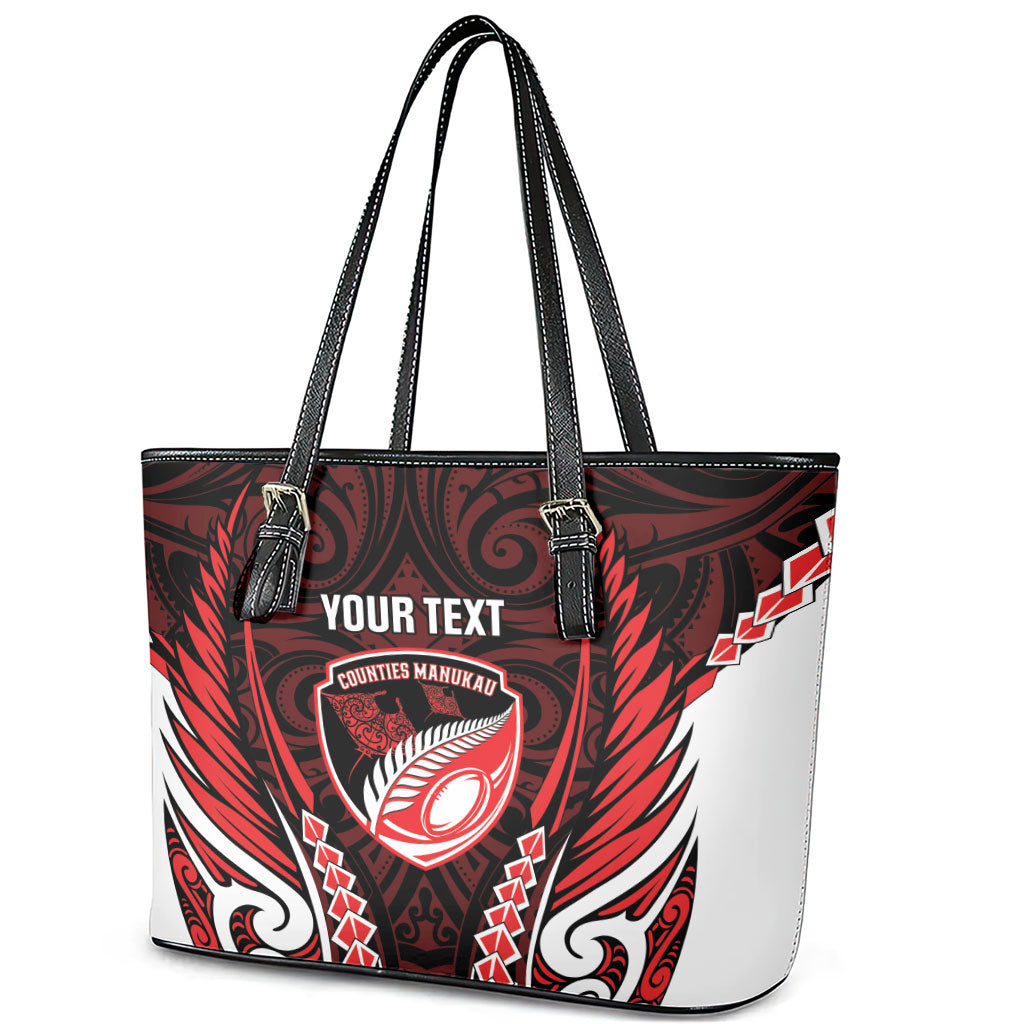 Counties Manukau 2026 Rugby Custom Leather Tote Bag NZ Maori Silver Fern LT14 - Polynesian Pride