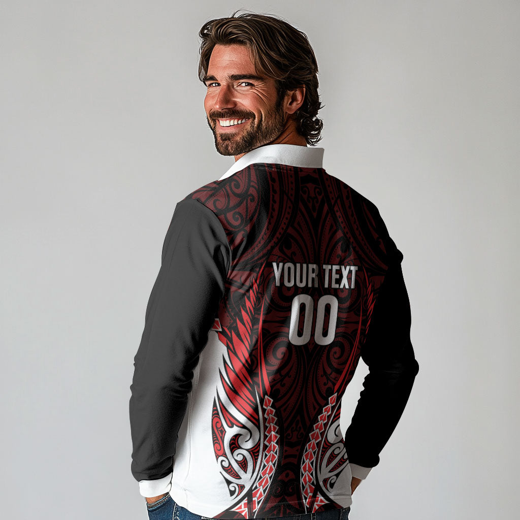Counties Manukau 2026 Rugby Custom Long Sleeve Polo Shirt NZ Maori Silver Fern