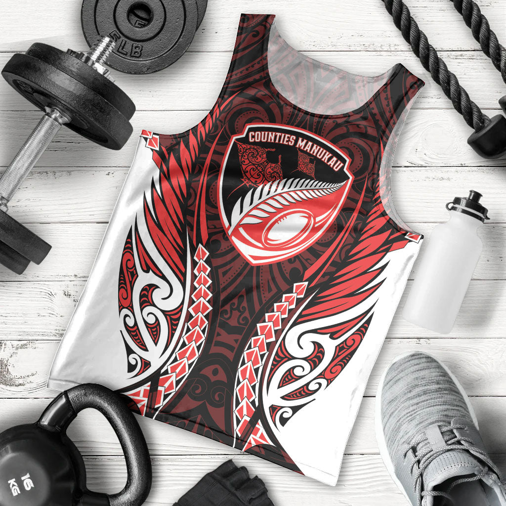 Counties Manukau 2026 Rugby Custom Men Tank Top NZ Maori Silver Fern LT14 - Polynesian Pride