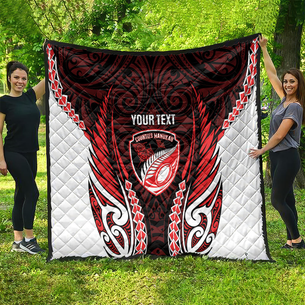 Counties Manukau 2026 Rugby Custom Quilt NZ Maori Silver Fern LT14 - Polynesian Pride