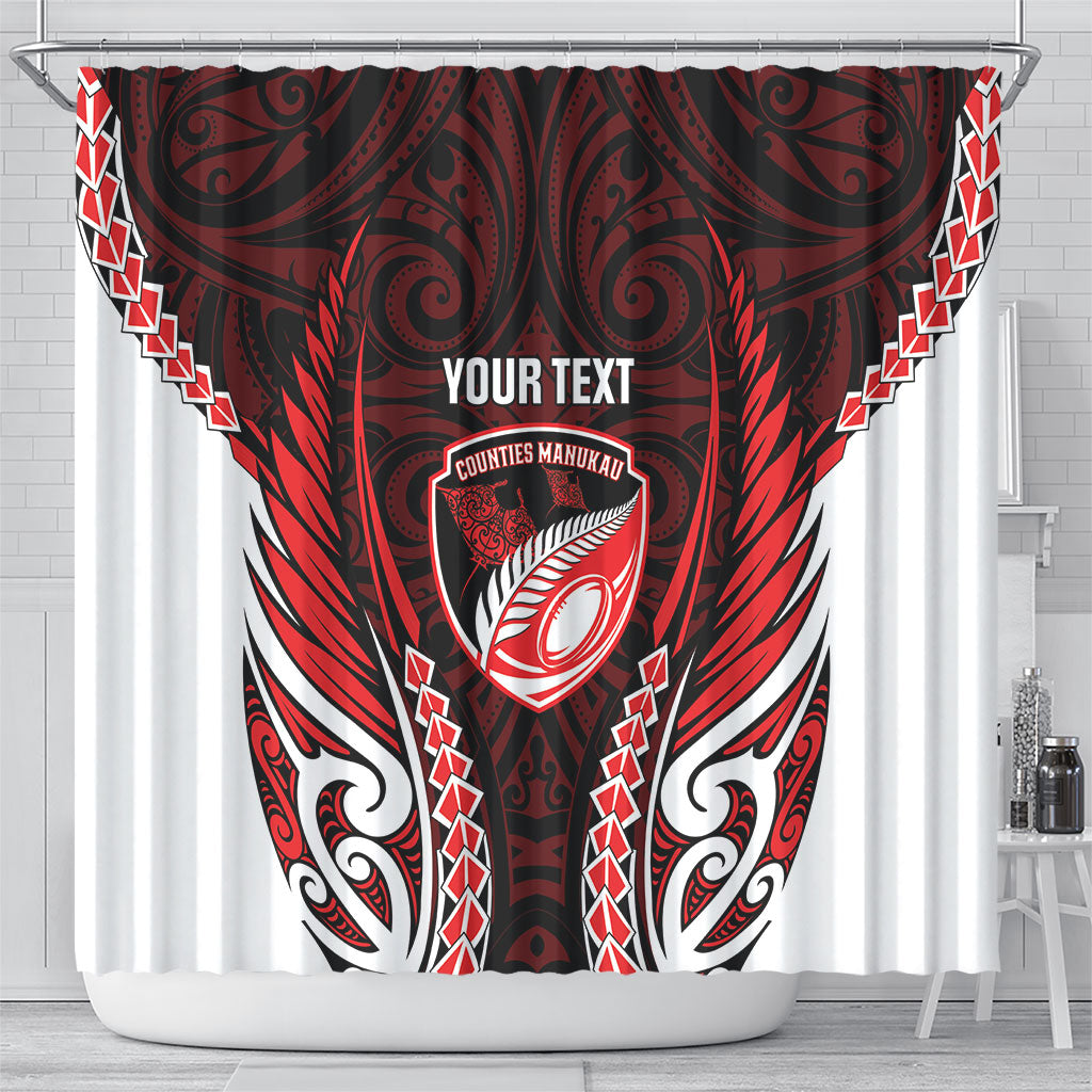 Counties Manukau 2026 Rugby Custom Shower Curtain NZ Maori Silver Fern LT14 - Polynesian Pride