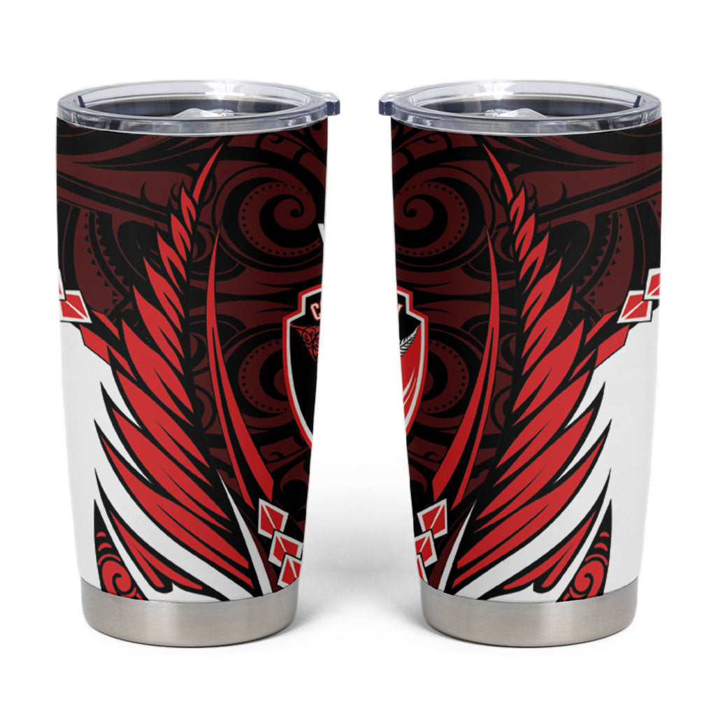 Counties Manukau 2026 Rugby Custom Tumbler Cup NZ Maori Silver Fern LT14 Red - Polynesian Pride