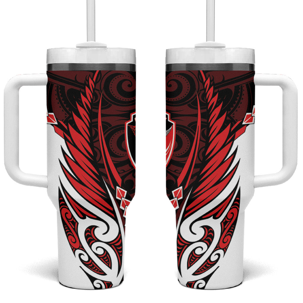 Counties Manukau 2026 Rugby Custom Tumbler With Handle NZ Maori Silver Fern LT14 One Size: 40 oz Red - Polynesian Pride