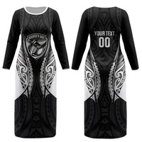 Hawke's Bay 2026 Rugby Custom Couples Matching Long Sleeve Bodycon Dress and Hawaiian Shirt NZ Maori Silver Fern LT14 - Polynesian Pride