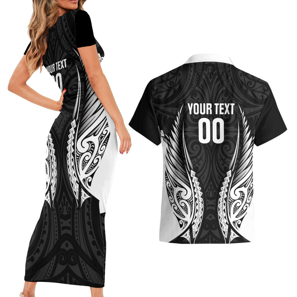 Hawke's Bay 2026 Rugby Custom Couples Matching Short Sleeve Bodycon Dress and Hawaiian Shirt NZ Maori Silver Fern