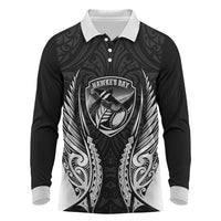 Hawke's Bay 2026 Rugby Custom Long Sleeve Polo Shirt NZ Maori Silver Fern