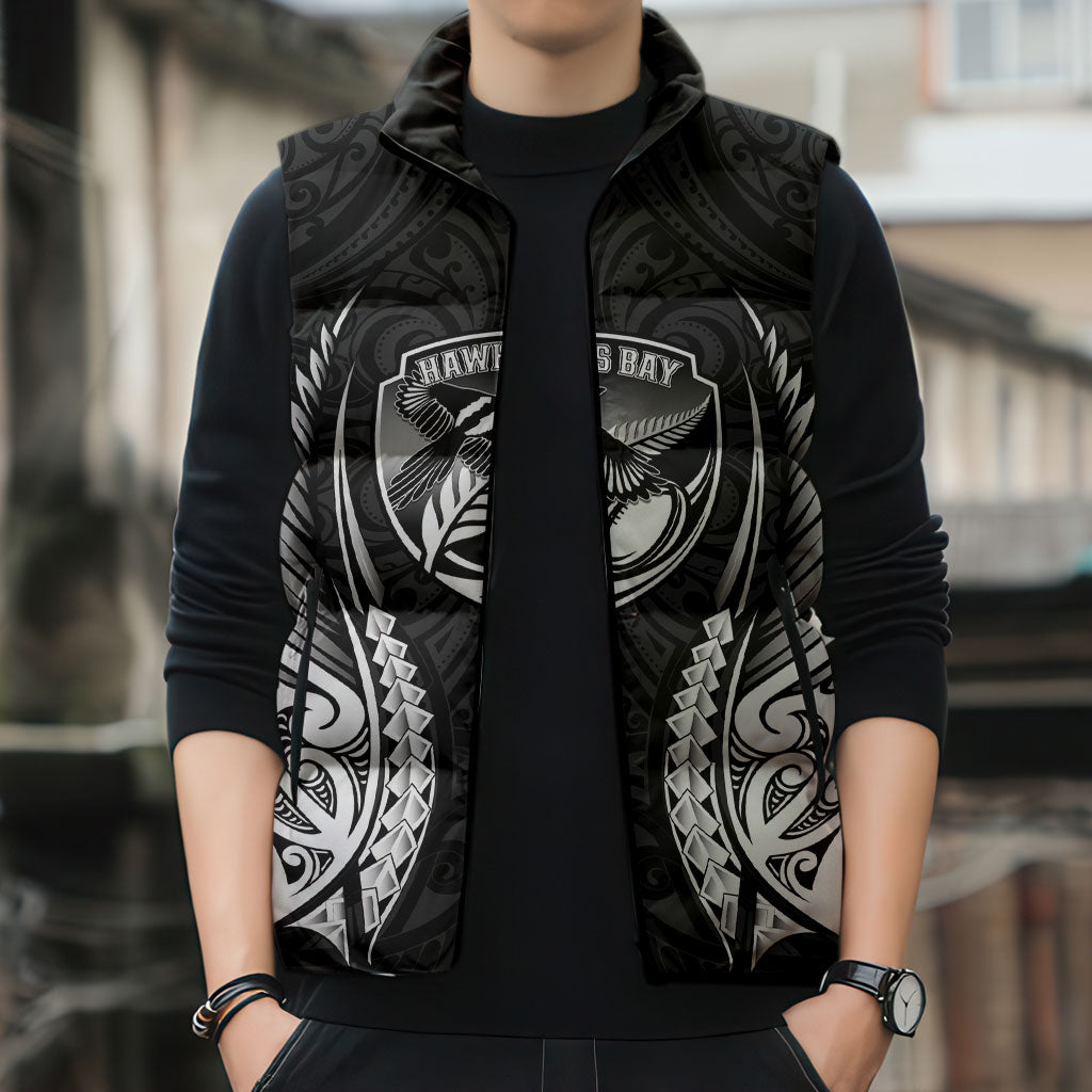 Hawke's Bay 2026 Rugby Custom Sleeveless Puffer Jacket NZ Maori Silver Fern LT14 - Polynesian Pride