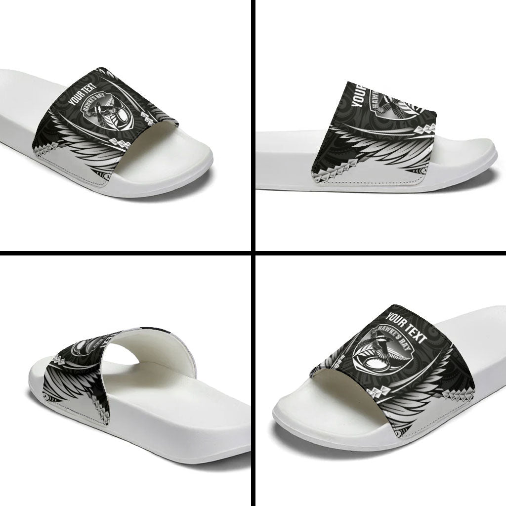 Hawke's Bay 2026 Rugby Custom Slide Sandals NZ Maori Silver Fern