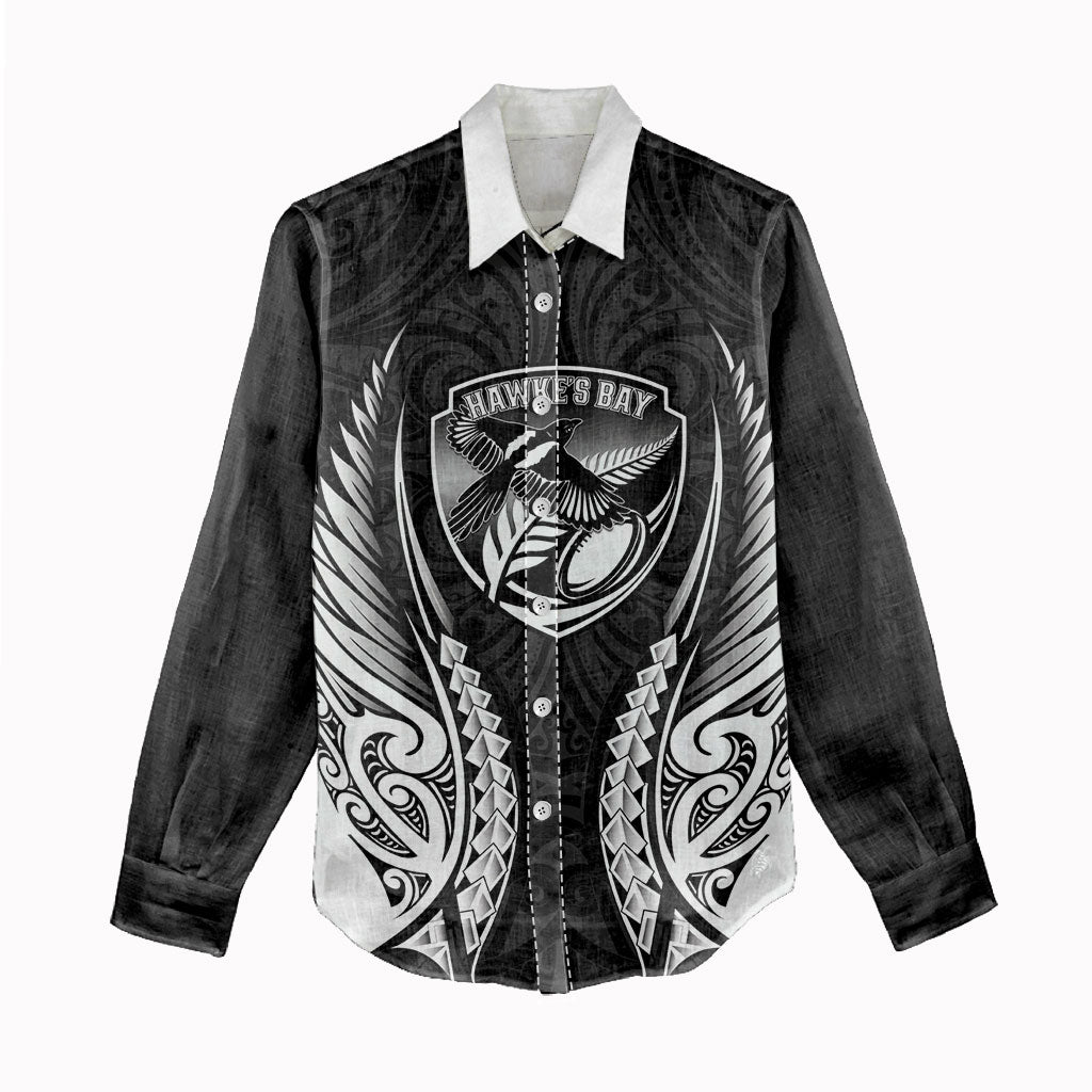 Hawke's Bay 2026 Rugby Custom Women Casual Shirt NZ Maori Silver Fern