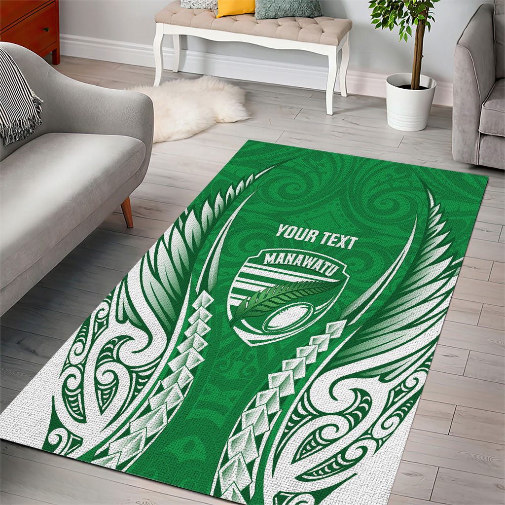 Manawatu 2026 Rugby Custom Area Rug NZ Maori Silver Fern