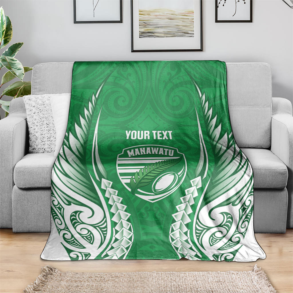 Manawatu 2026 Rugby Custom Blanket NZ Maori Silver Fern