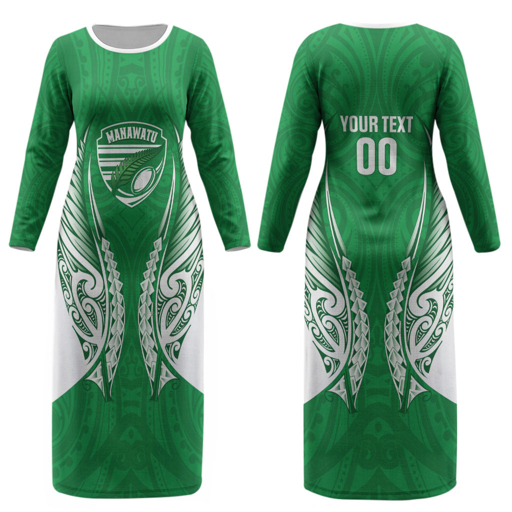 Manawatu 2026 Rugby Custom Couples Matching Long Sleeve Bodycon Dress and Hawaiian Shirt NZ Maori Silver Fern LT14 - Polynesian Pride