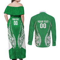 Manawatu 2026 Rugby Custom Couples Matching Off Shoulder Maxi Dress and Long Sleeve Button Shirt NZ Maori Silver Fern