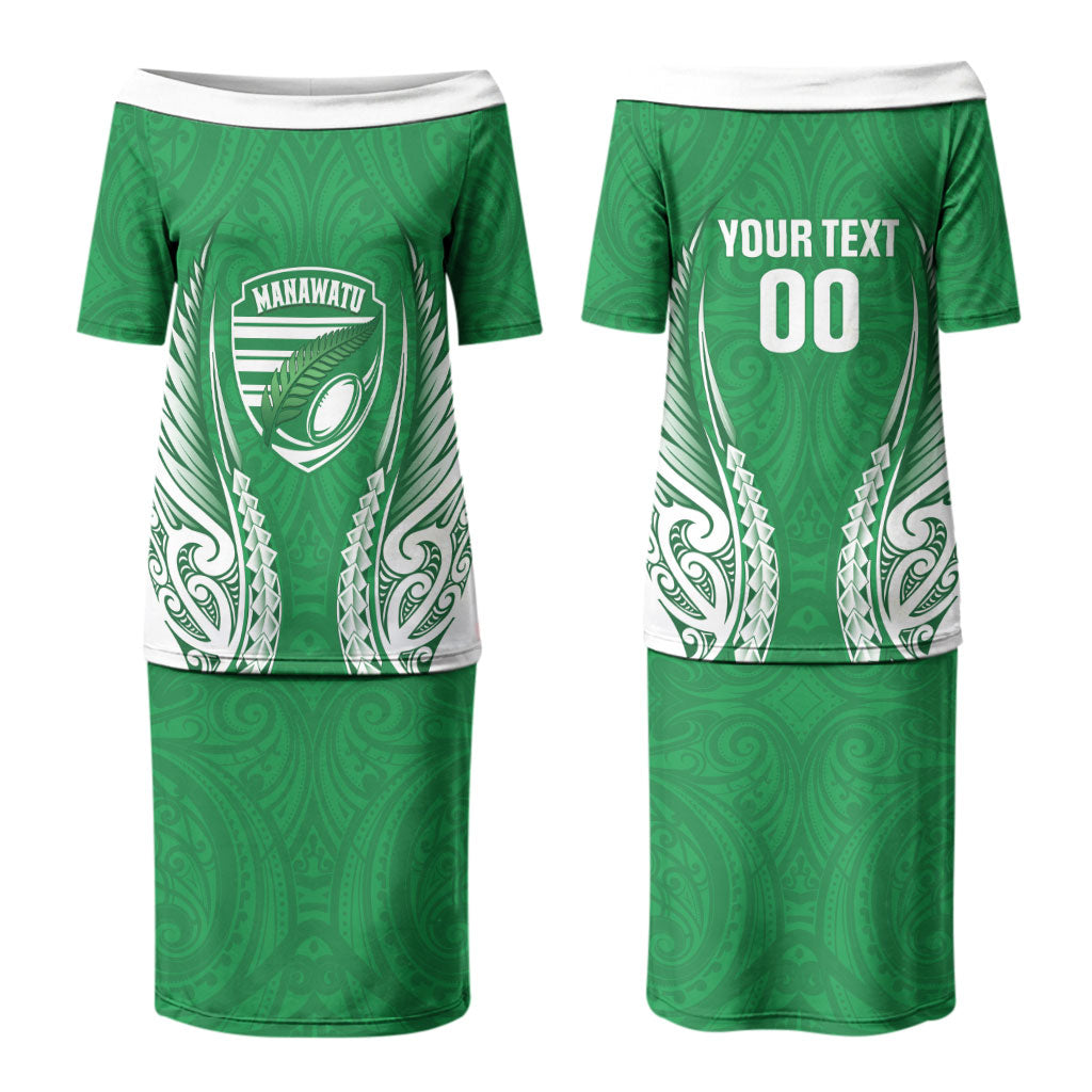 Manawatu 2026 Rugby Custom Couples Matching Puletasi and Long Sleeve Button Shirt NZ Maori Silver Fern LT14 - Polynesian Pride