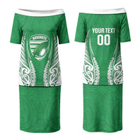 Manawatu 2026 Rugby Custom Couples Matching Puletasi and Long Sleeve Button Shirt NZ Maori Silver Fern LT14 - Polynesian Pride