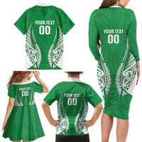 Manawatu 2026 Rugby Custom Family Matching Long Sleeve Bodycon Dress and Hawaiian Shirt NZ Maori Silver Fern LT14 - Polynesian Pride