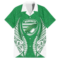 Manawatu 2026 Rugby Custom Family Matching Mermaid Dress and Hawaiian Shirt NZ Maori Silver Fern LT14 Dad's Shirt - Short Sleeve Green - Polynesian Pride