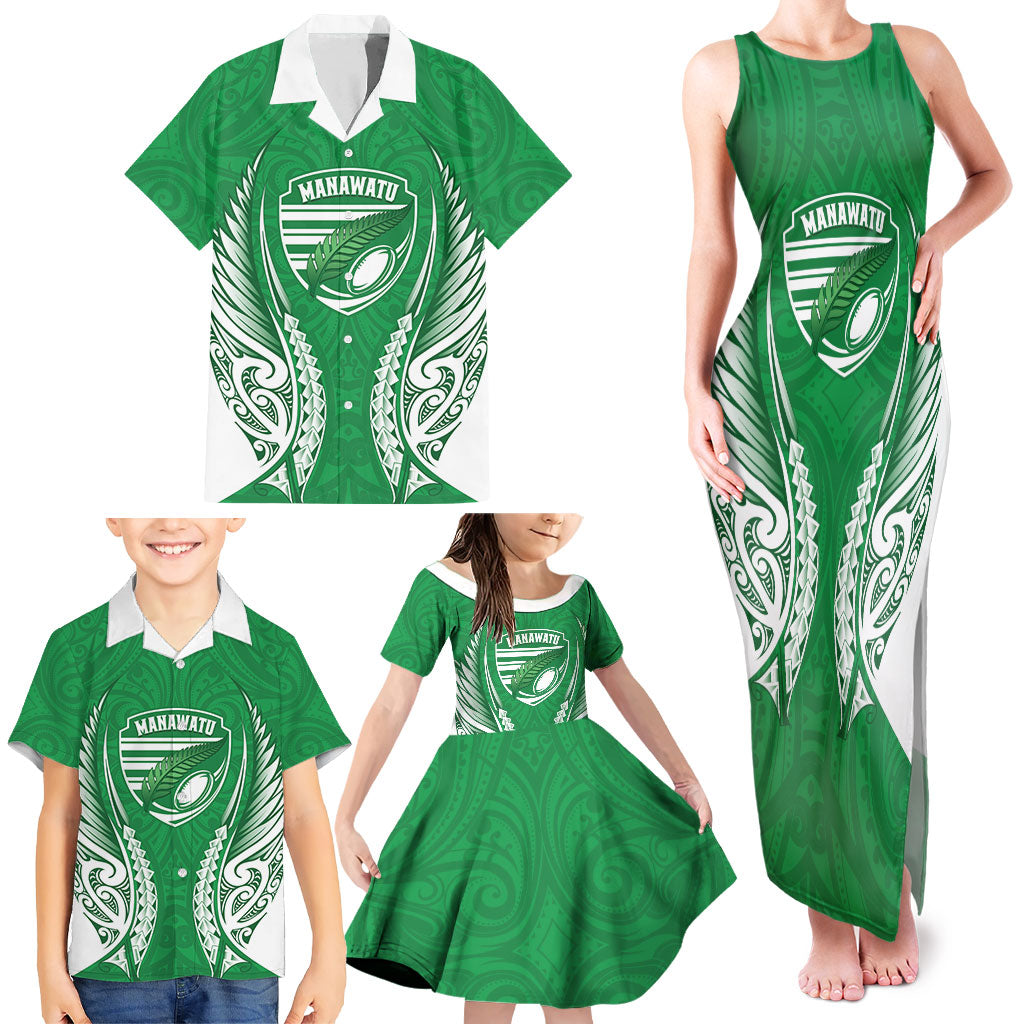 Manawatu 2026 Rugby Custom Family Matching Tank Maxi Dress and Hawaiian Shirt NZ Maori Silver Fern LT14 - Polynesian Pride