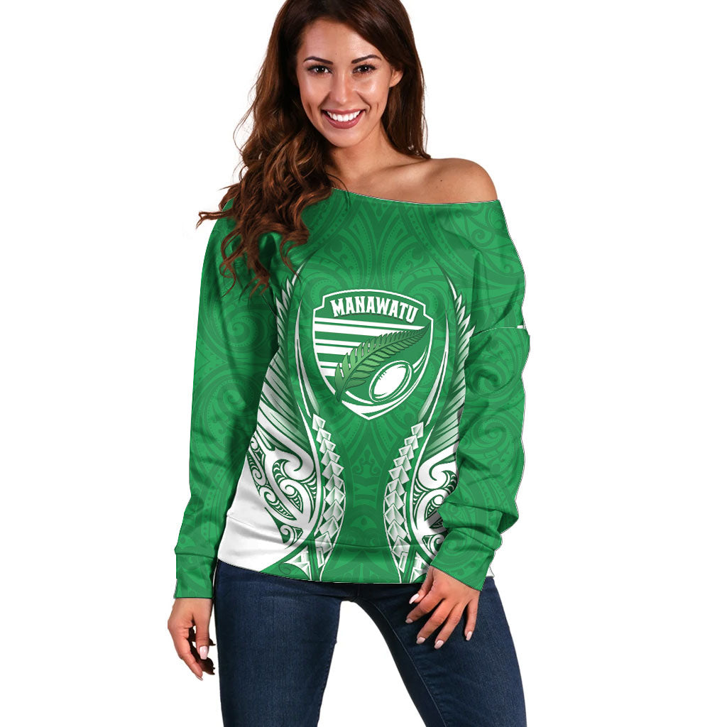 Manawatu 2026 Rugby Custom Off Shoulder Sweater NZ Maori Silver Fern