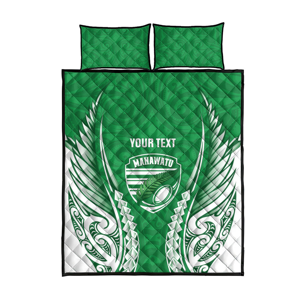 Manawatu 2026 Rugby Custom Quilt Bed Set NZ Maori Silver Fern