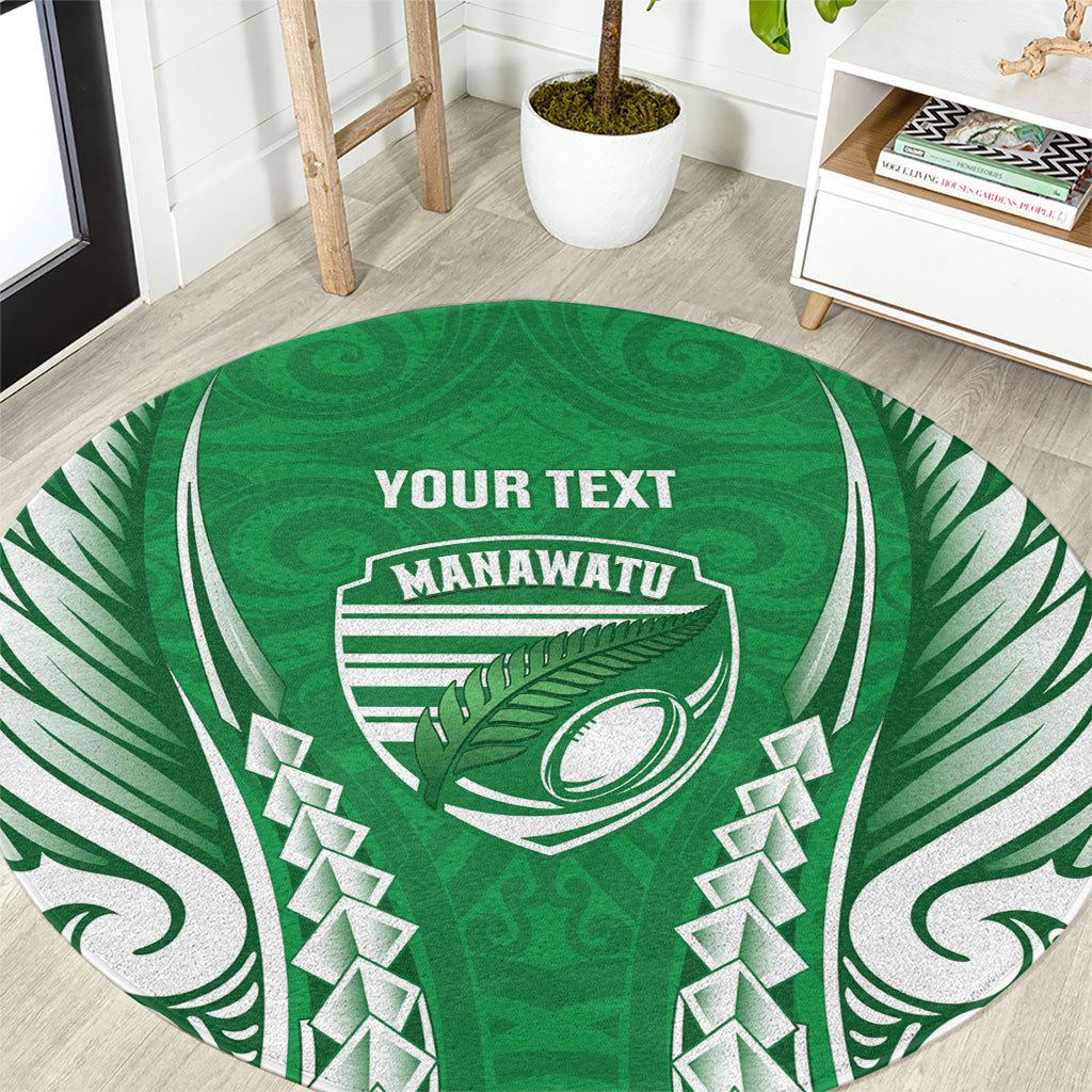 Manawatu 2026 Rugby Custom Round Carpet NZ Maori Silver Fern