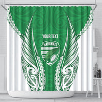 Manawatu 2026 Rugby Custom Shower Curtain NZ Maori Silver Fern