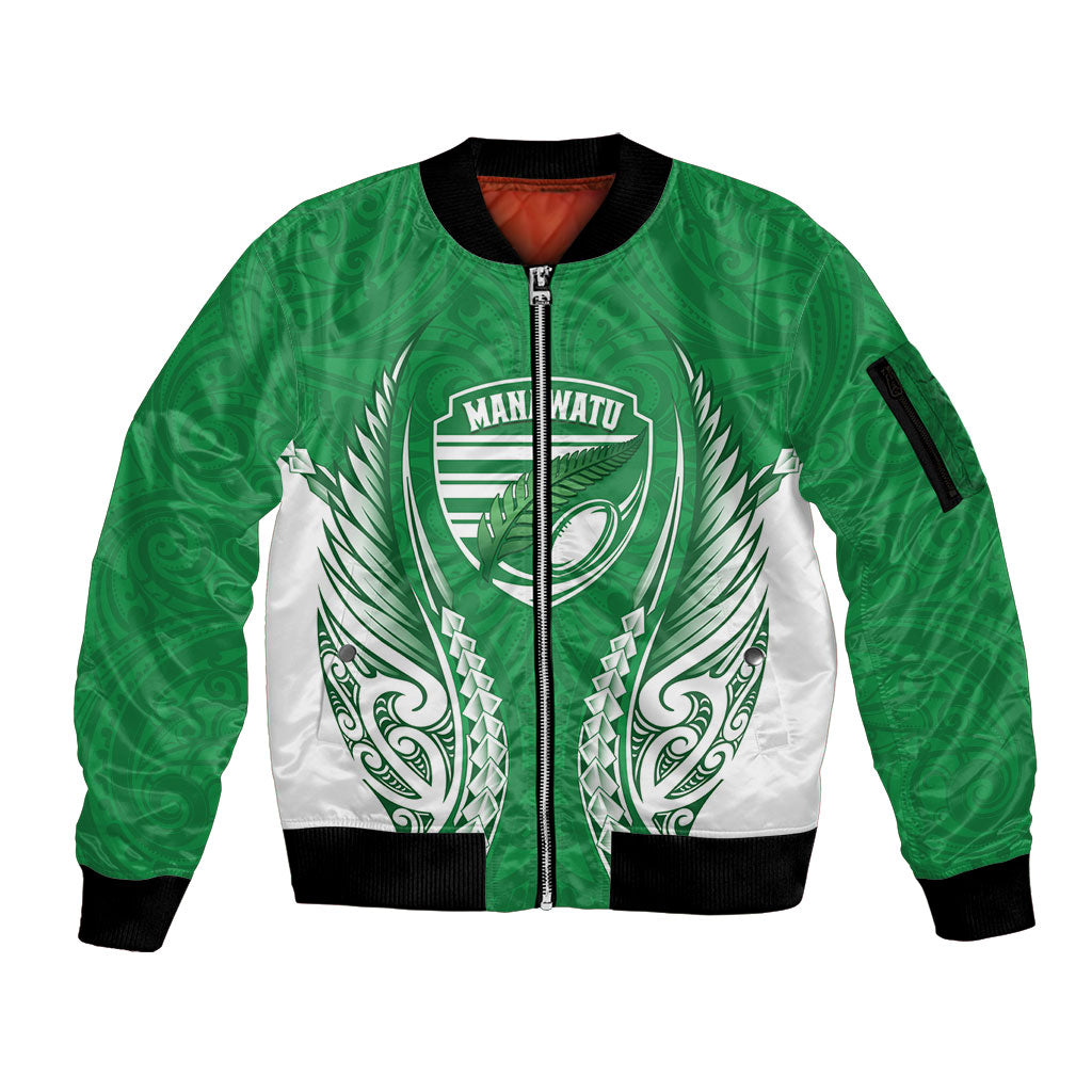 Manawatu 2026 Rugby Custom Sleeve Zip Bomber Jacket NZ Maori Silver Fern