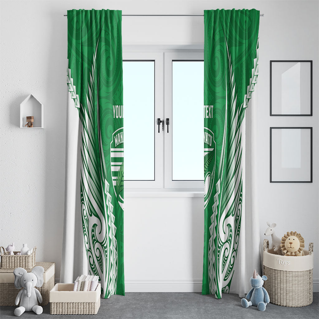 Manawatu 2026 Rugby Custom Window Curtain NZ Maori Silver Fern LT14 - Polynesian Pride