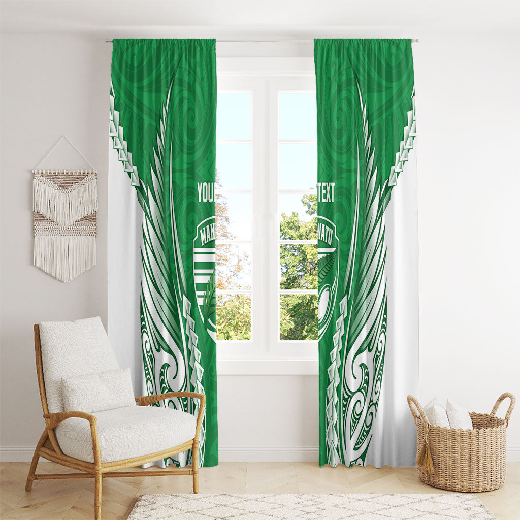 Manawatu 2026 Rugby Custom Window Curtain NZ Maori Silver Fern LT14 - Polynesian Pride