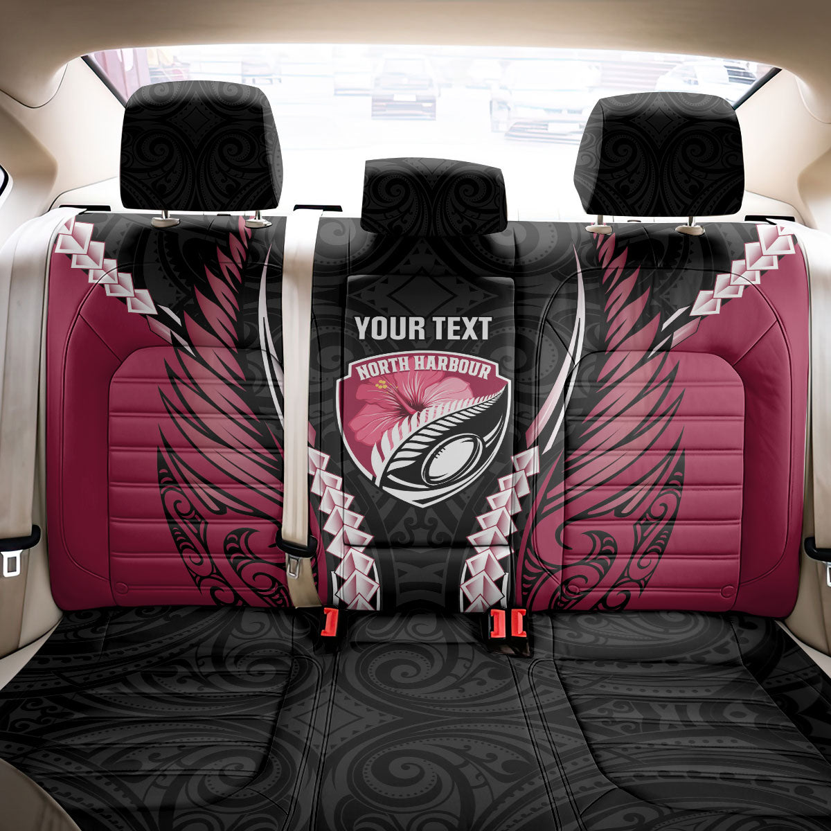 North Harbour 2026 Rugby Custom Back Car Seat Cover NZ Maori Silver Fern LT14 - Polynesian Pride
