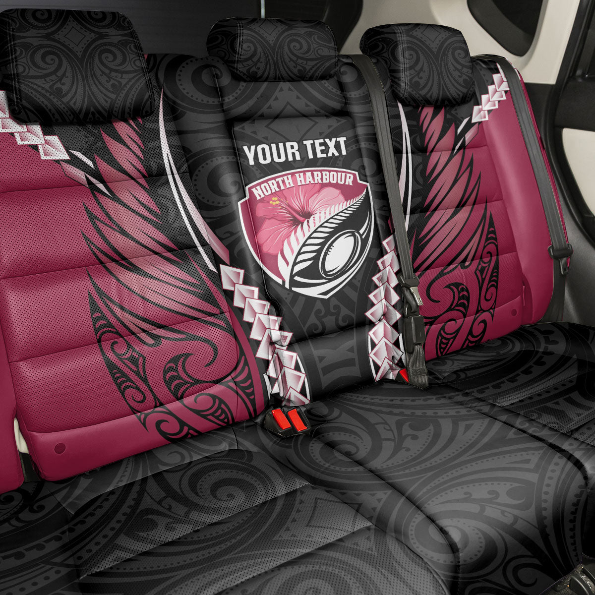North Harbour 2026 Rugby Custom Back Car Seat Cover NZ Maori Silver Fern LT14 - Polynesian Pride