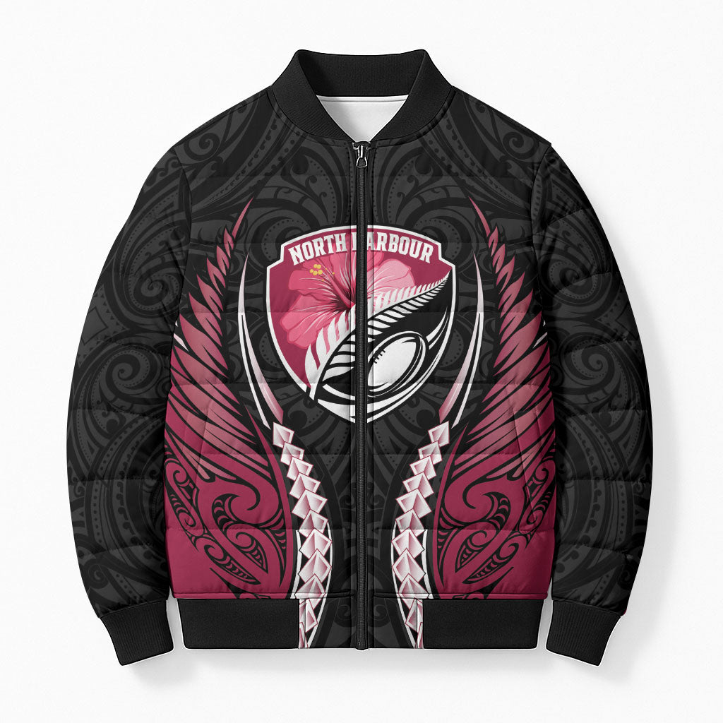 North Harbour 2026 Rugby Custom Bomber Puffer Jacket NZ Maori Silver Fern