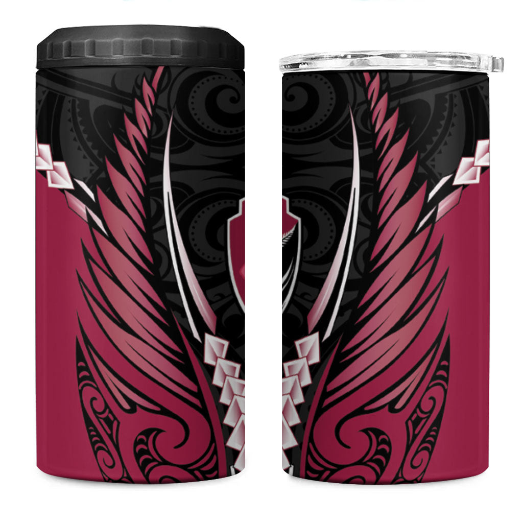 North Harbour 2026 Rugby Custom 4 in 1 Can Cooler Tumbler NZ Maori Silver Fern LT14 One Size: 16 oz Maroon - Polynesian Pride