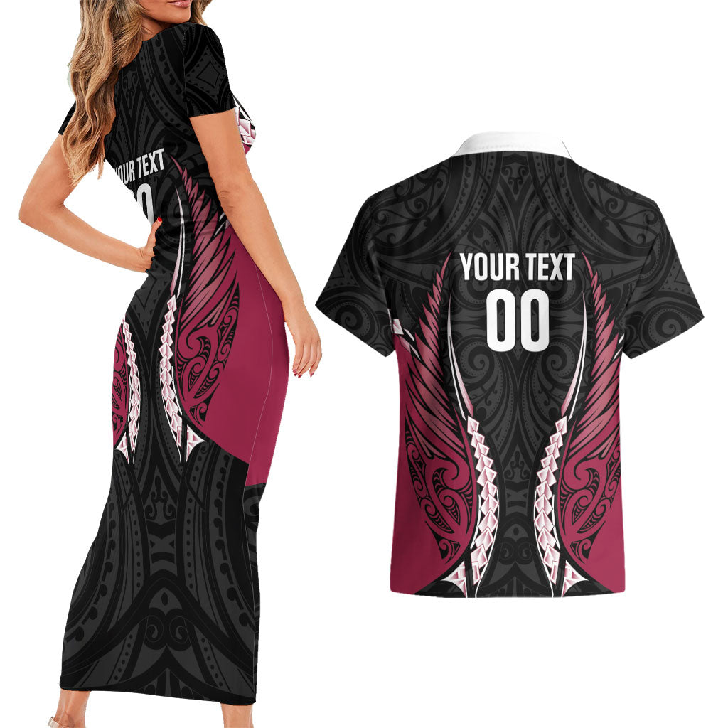 North Harbour 2026 Rugby Custom Couples Matching Short Sleeve Bodycon Dress and Hawaiian Shirt NZ Maori Silver Fern
