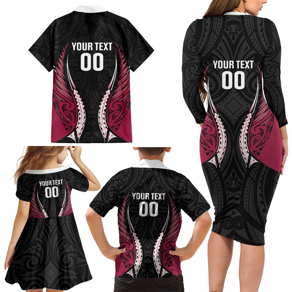 North Harbour 2026 Rugby Custom Family Matching Long Sleeve Bodycon Dress and Hawaiian Shirt NZ Maori Silver Fern LT14 - Polynesian Pride