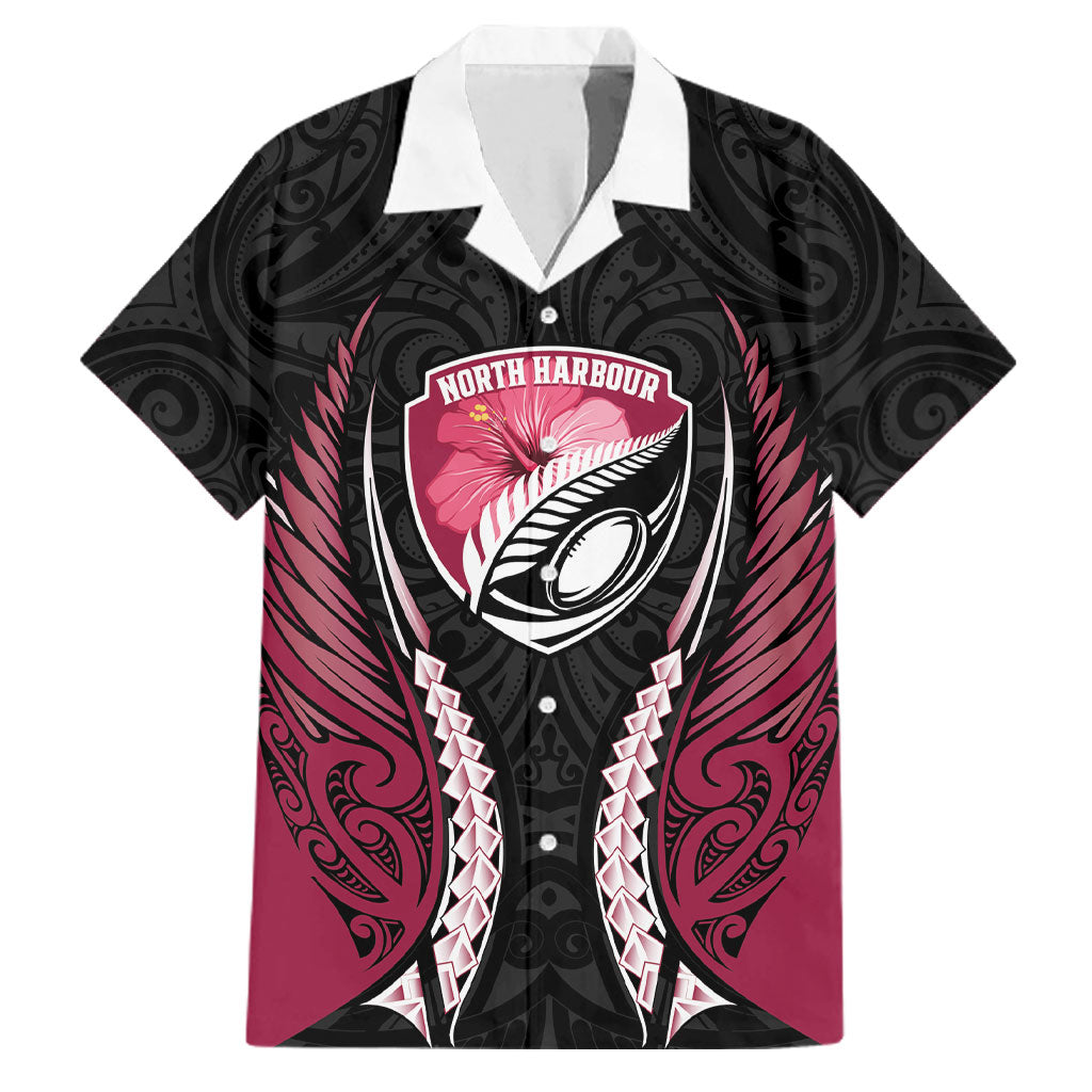 North Harbour 2026 Rugby Custom Family Matching Mermaid Dress and Hawaiian Shirt NZ Maori Silver Fern LT14 Dad's Shirt - Short Sleeve Maroon - Polynesian Pride