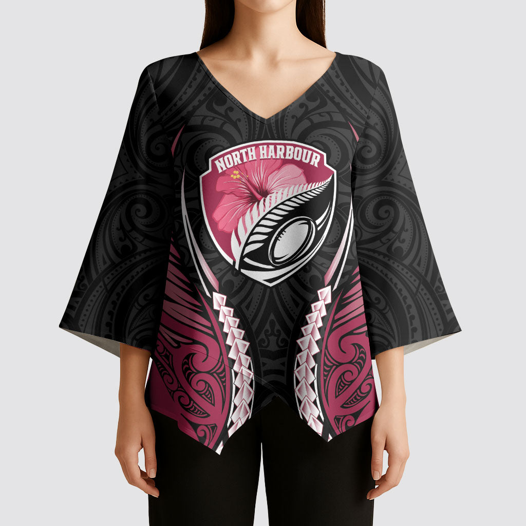 North Harbour 2026 Rugby Custom Kimono Sleeve Blouse NZ Maori Silver Fern